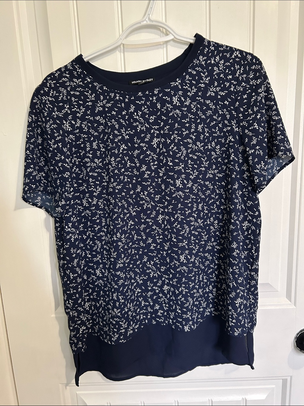 Halogen Navy Short Sleeve Floral Print Tee